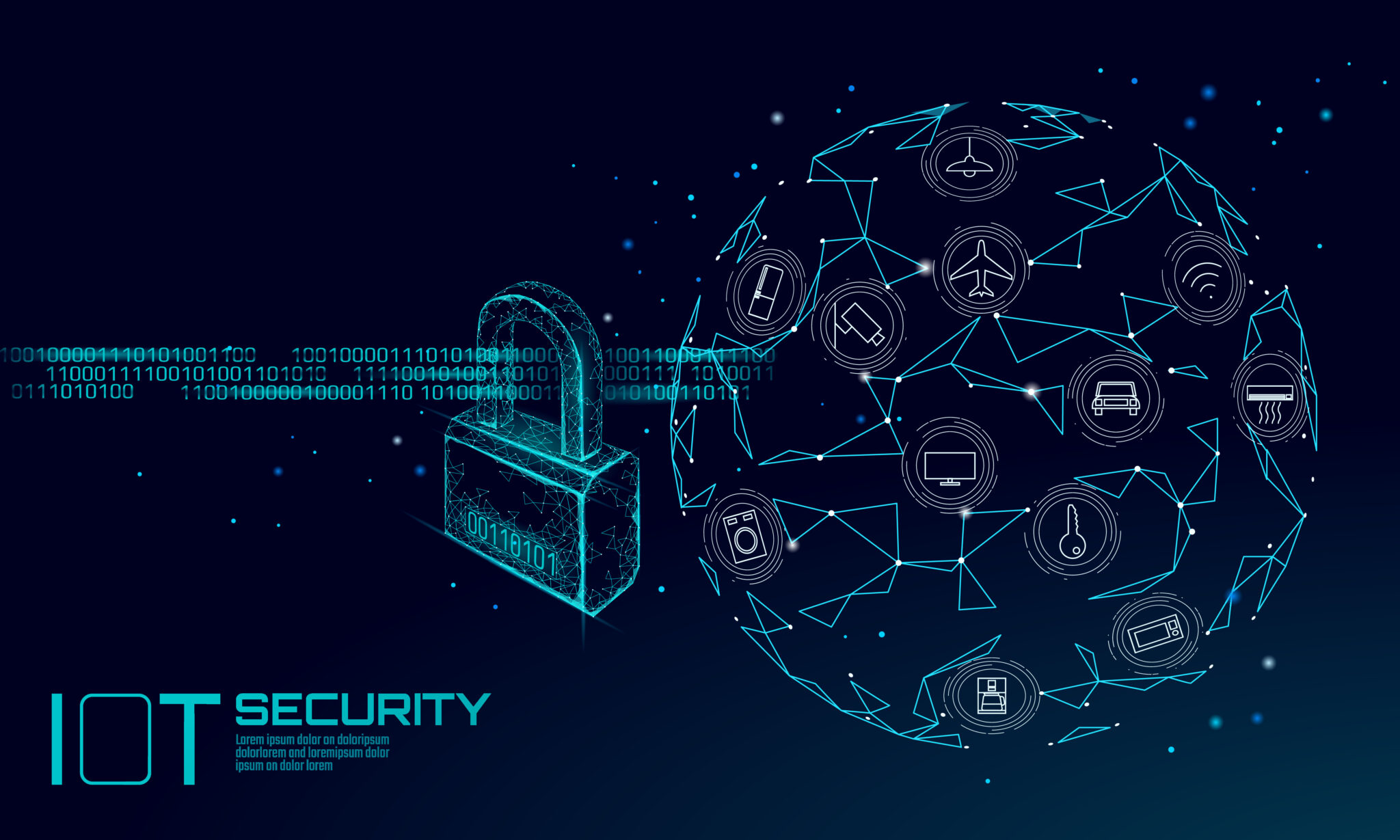 Iot Cyber Security Padlock Concept Personal Data Safety Internet Of