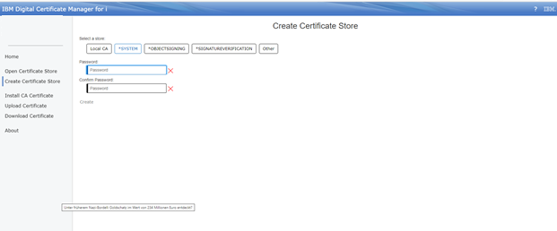 Create Certificate Store