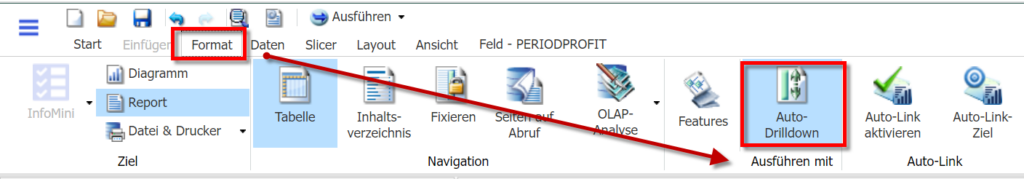 Report mit Auto-Drilldown aktivieren