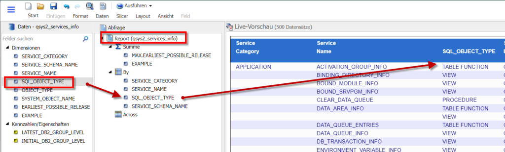 Bearbeiten des Reports mit dem InfoAssist 