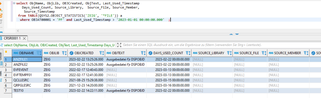 Ausführung in SQL-Editor